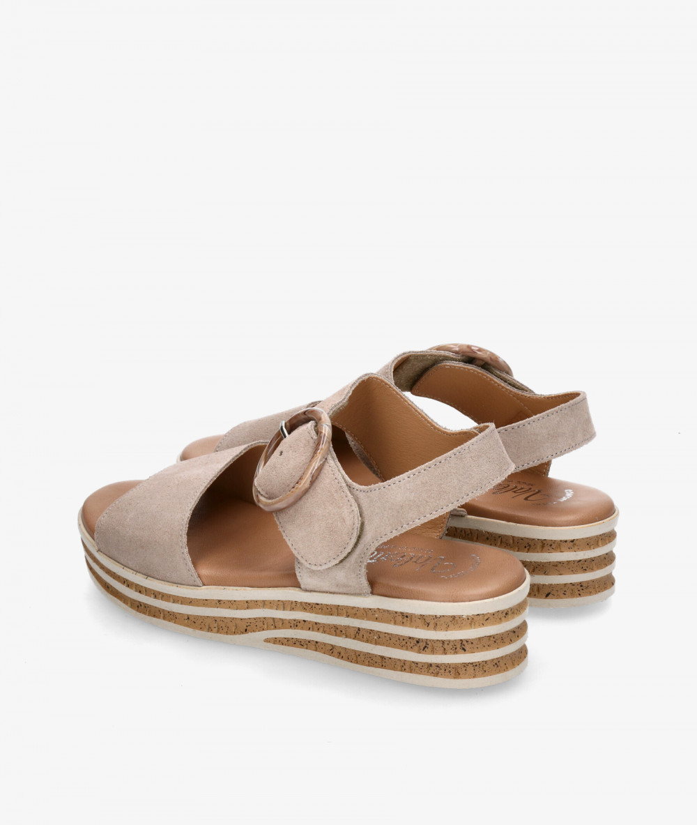 Valeria´s Sandals  1945 in taupe split suede Valeria´s Sandals  1945 in taupe split suede