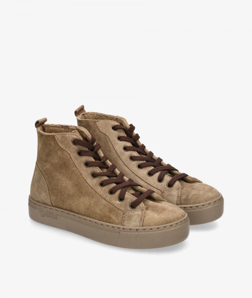 Deportivos Natural World  6220 en serraje taupe Deportivos Natural World  6220 en serraje taupe