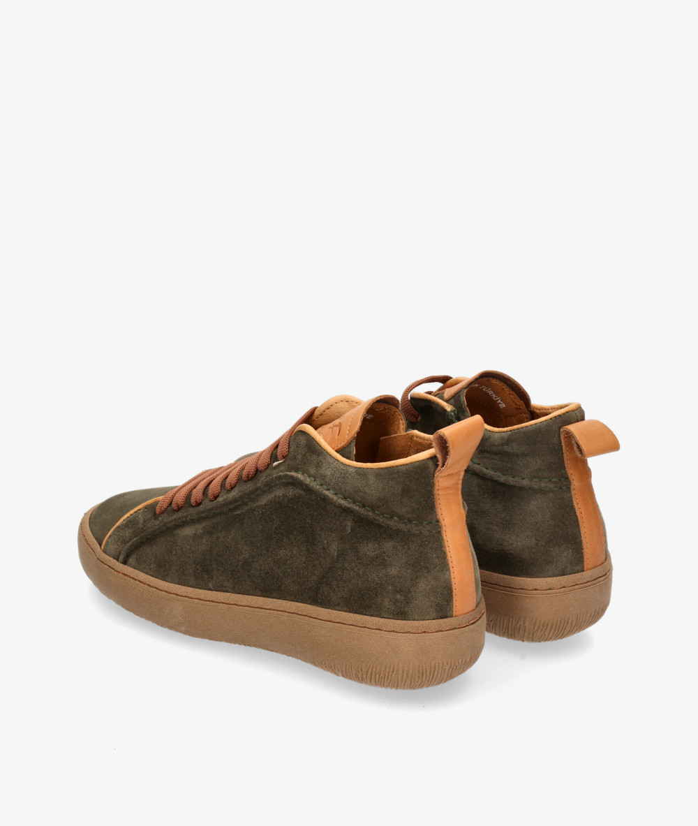 Deportivos Walk & Fly  EST-03-104 en serraje kaki Deportivos Walk & Fly  EST-03-104 en serraje kaki