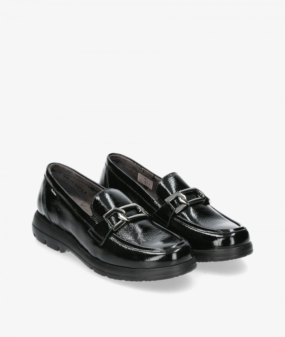 Mocasines Fluchos F1794 en charol negro Mocasines Fluchos F1794 en charol negro