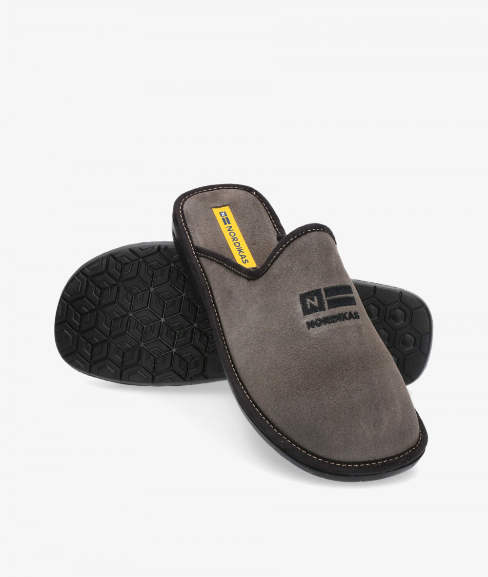 Zapatillas de casa Nordikas  236/F en serraje gris Zapatillas de casa Nordikas  236/F en serraje gris