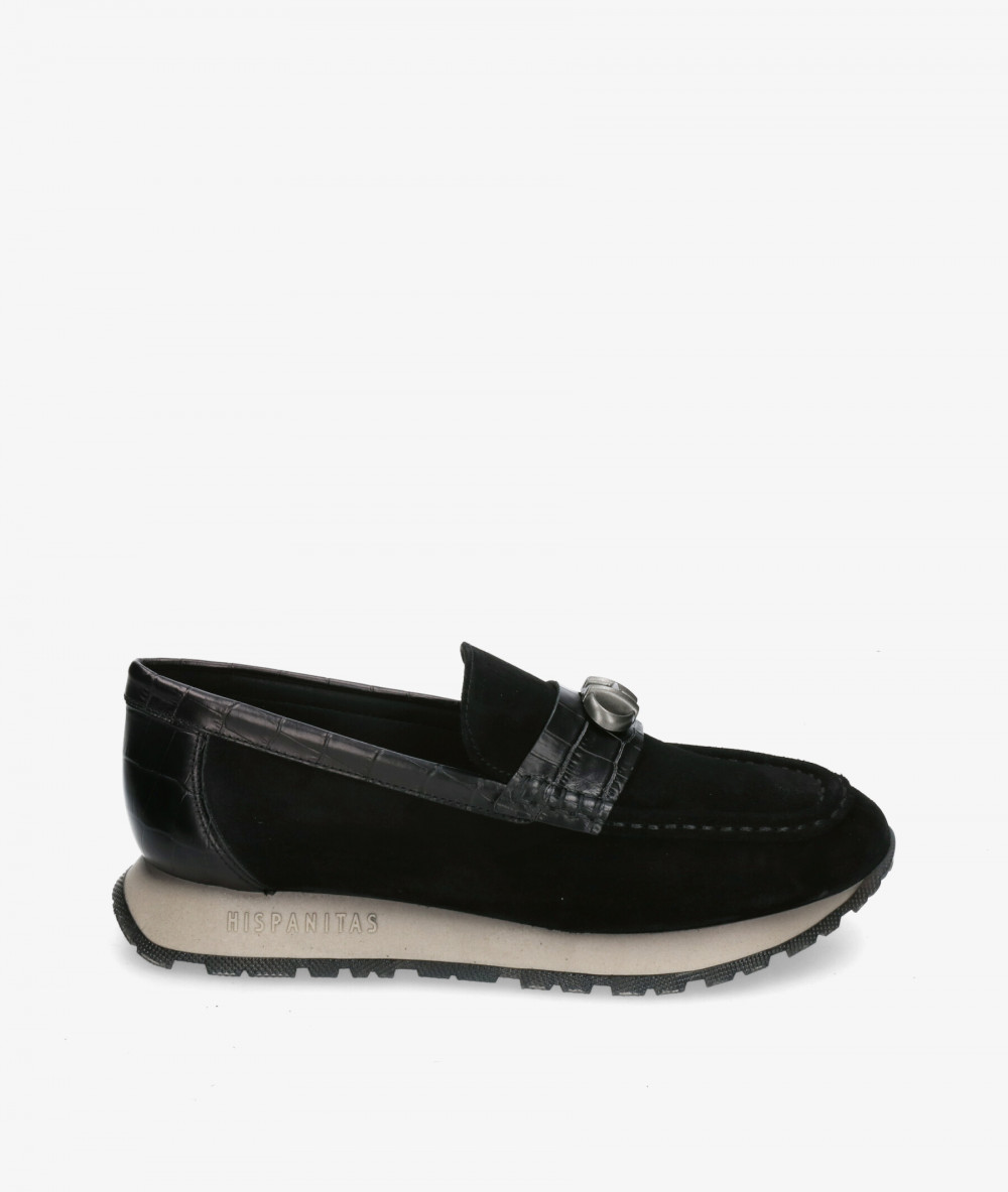Mocasines Hispanitas BHI254400 en serraje negro Mocasines Hispanitas BHI254400 en serraje negro