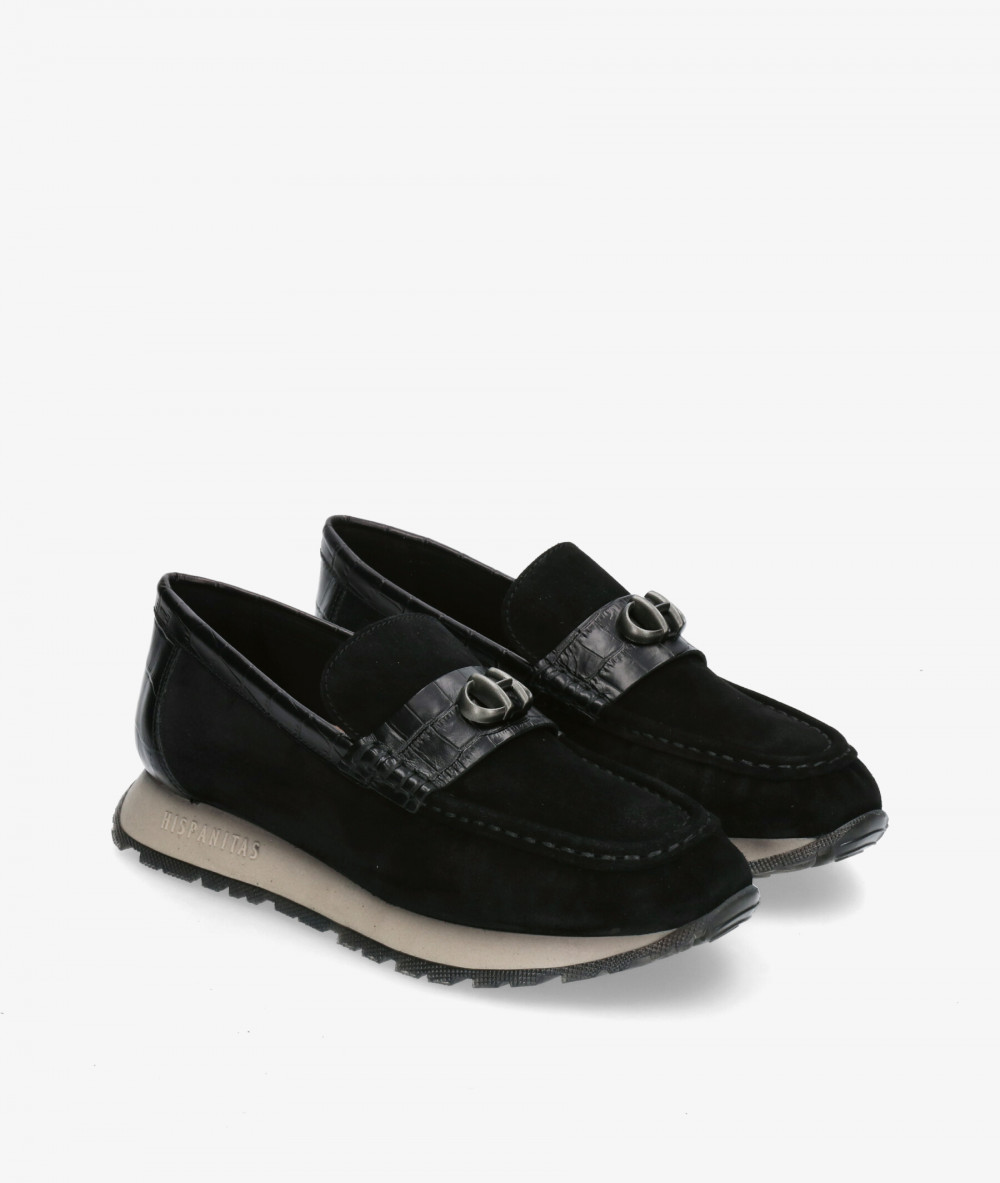 Mocasines Hispanitas BHI254400 en serraje negro Mocasines Hispanitas BHI254400 en serraje negro