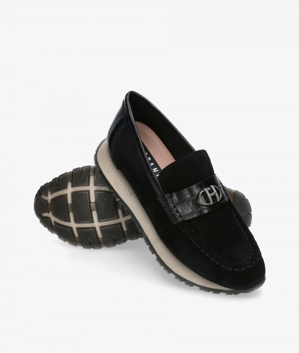 Mocasines Hispanitas BHI254400 en serraje negro Mocasines Hispanitas BHI254400 en serraje negro