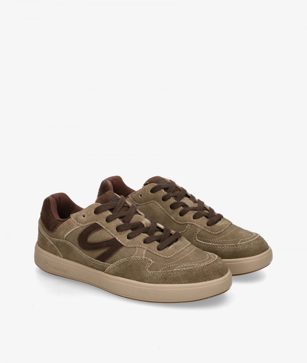 Deportivos Natural World  8456 en serraje taupe Deportivos Natural World  8456 en serraje taupe