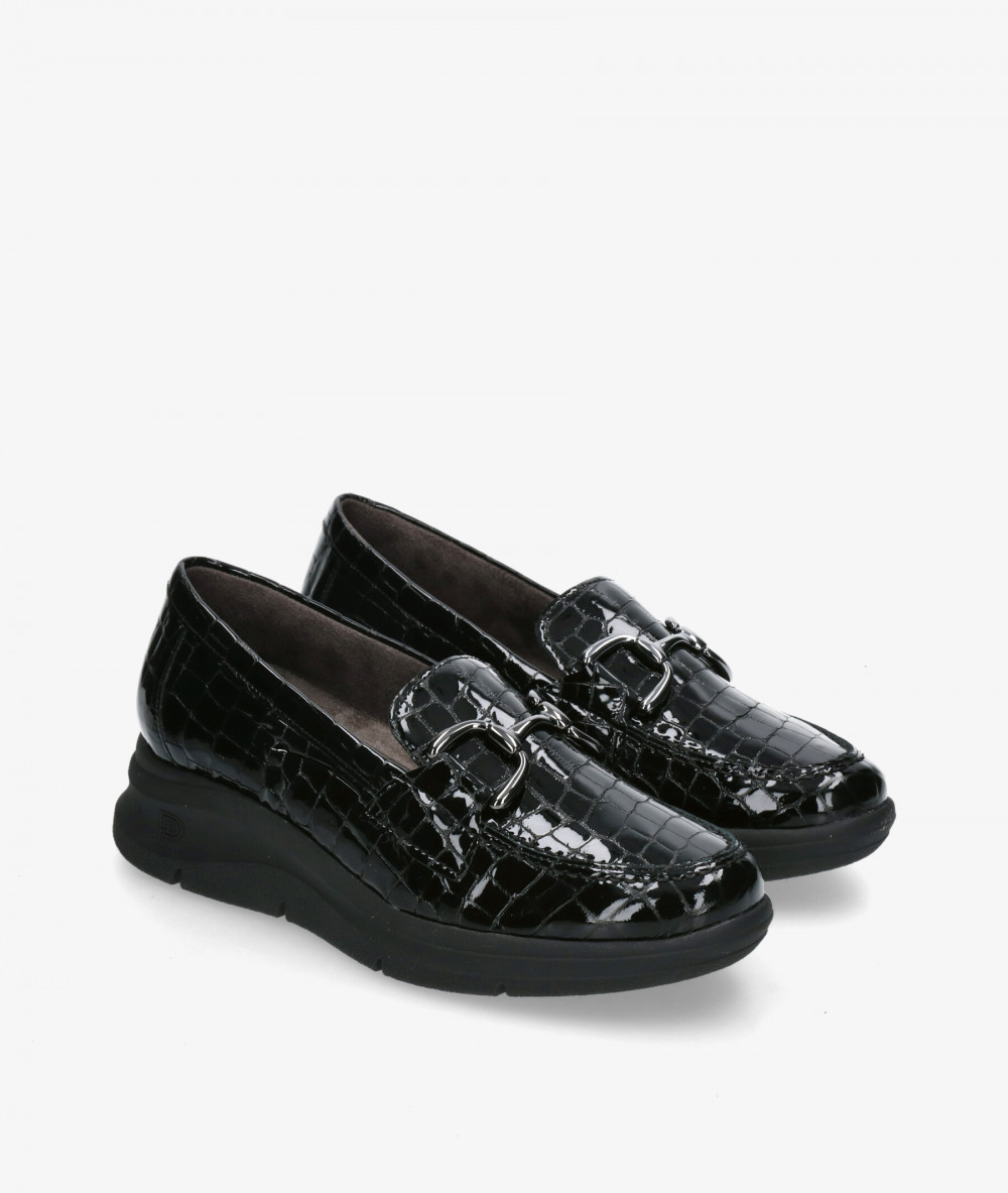 Mocasines Pitillos 10750 en coco negro Mocasines Pitillos 10750 en coco negro