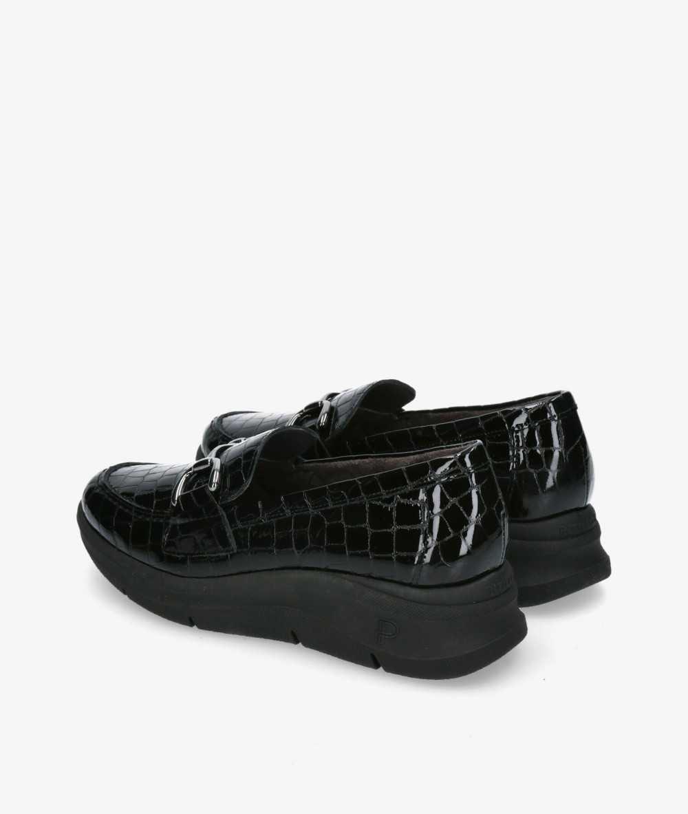 Mocasines Pitillos 10750 en coco negro Mocasines Pitillos 10750 en coco negro