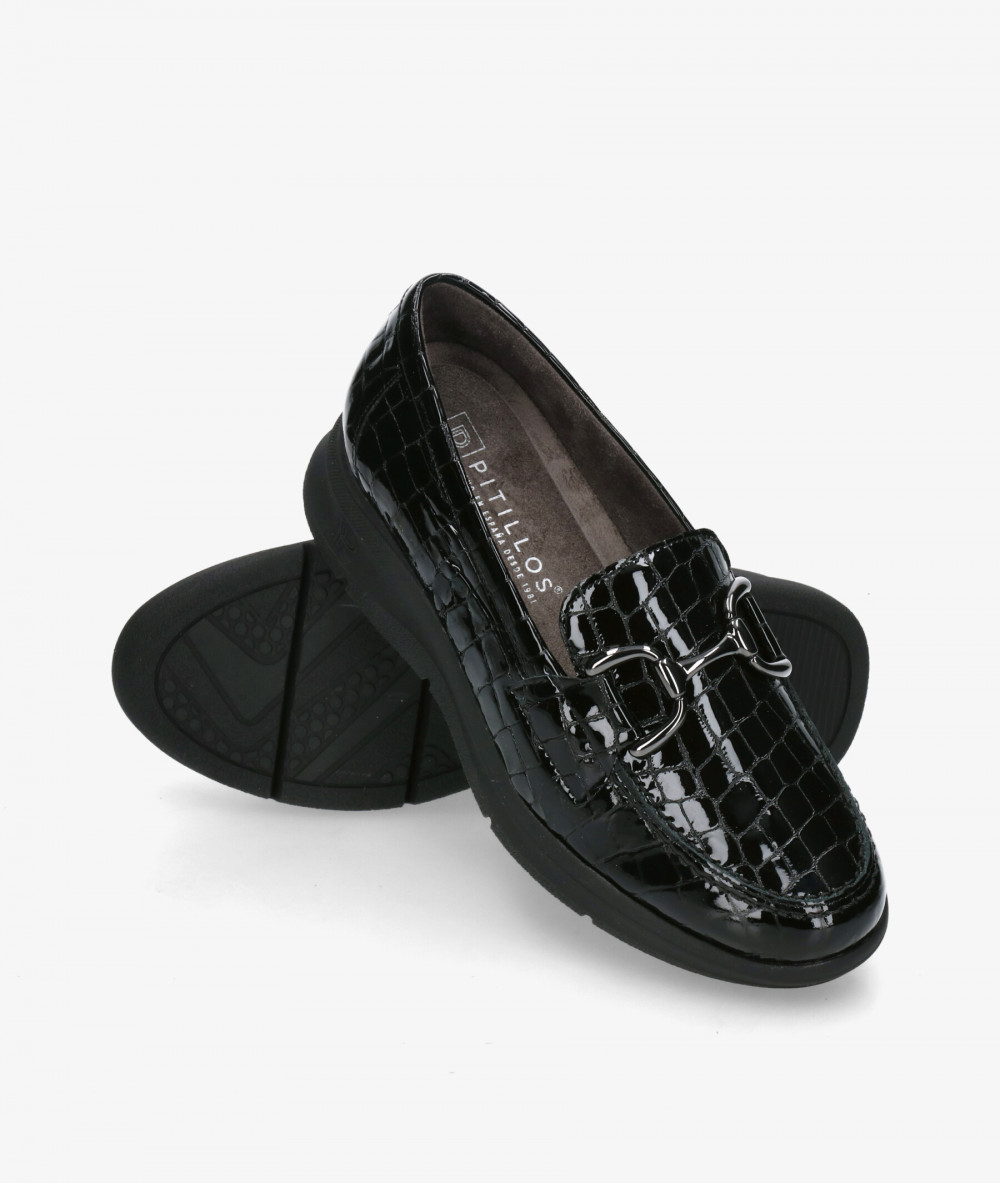 Mocasines Pitillos 10750 en coco negro Mocasines Pitillos 10750 en coco negro