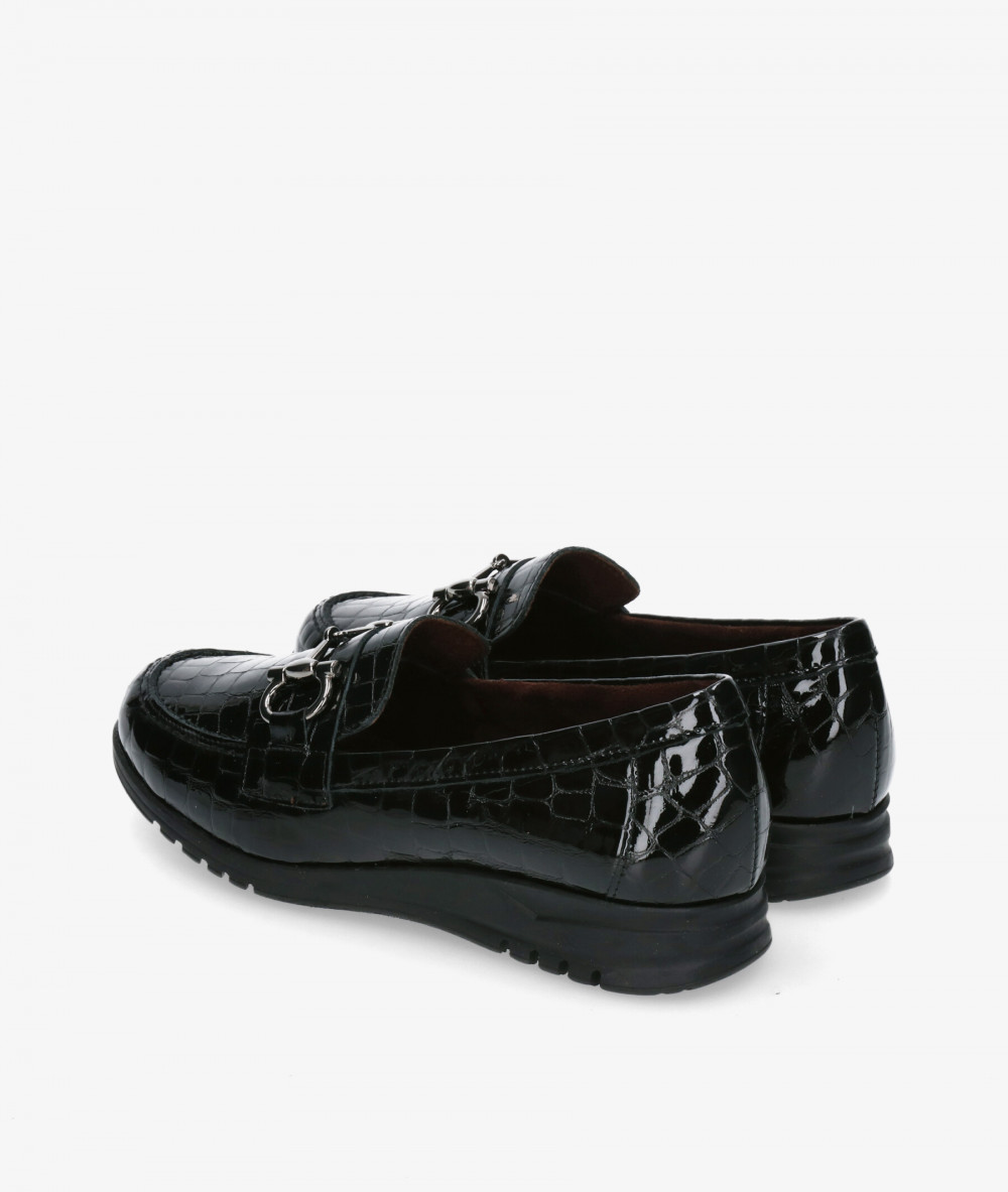 Zapatos planos Blanco y negro 20201 en charol negro Zapatos planos Blanco y negro 20201 en charol negro