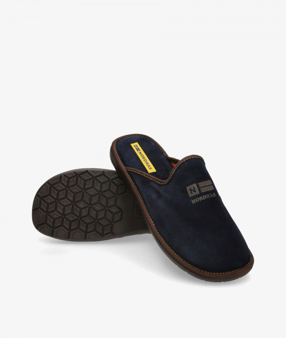 Zapatillas de casa Nordikas  236/F en serraje azul