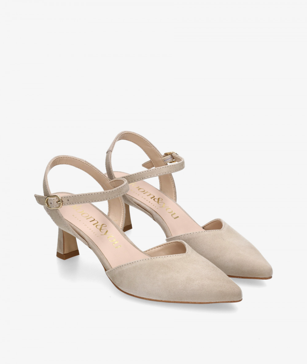 bloom&you Dress medium heel shoes CASILDA in stone suede