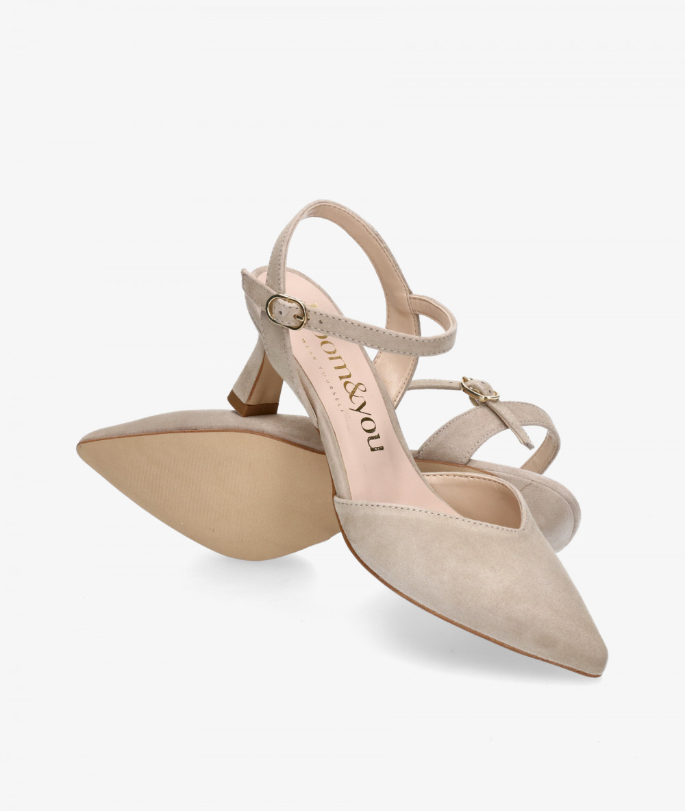 bloom&you Dress medium heel shoes CASILDA in stone suede