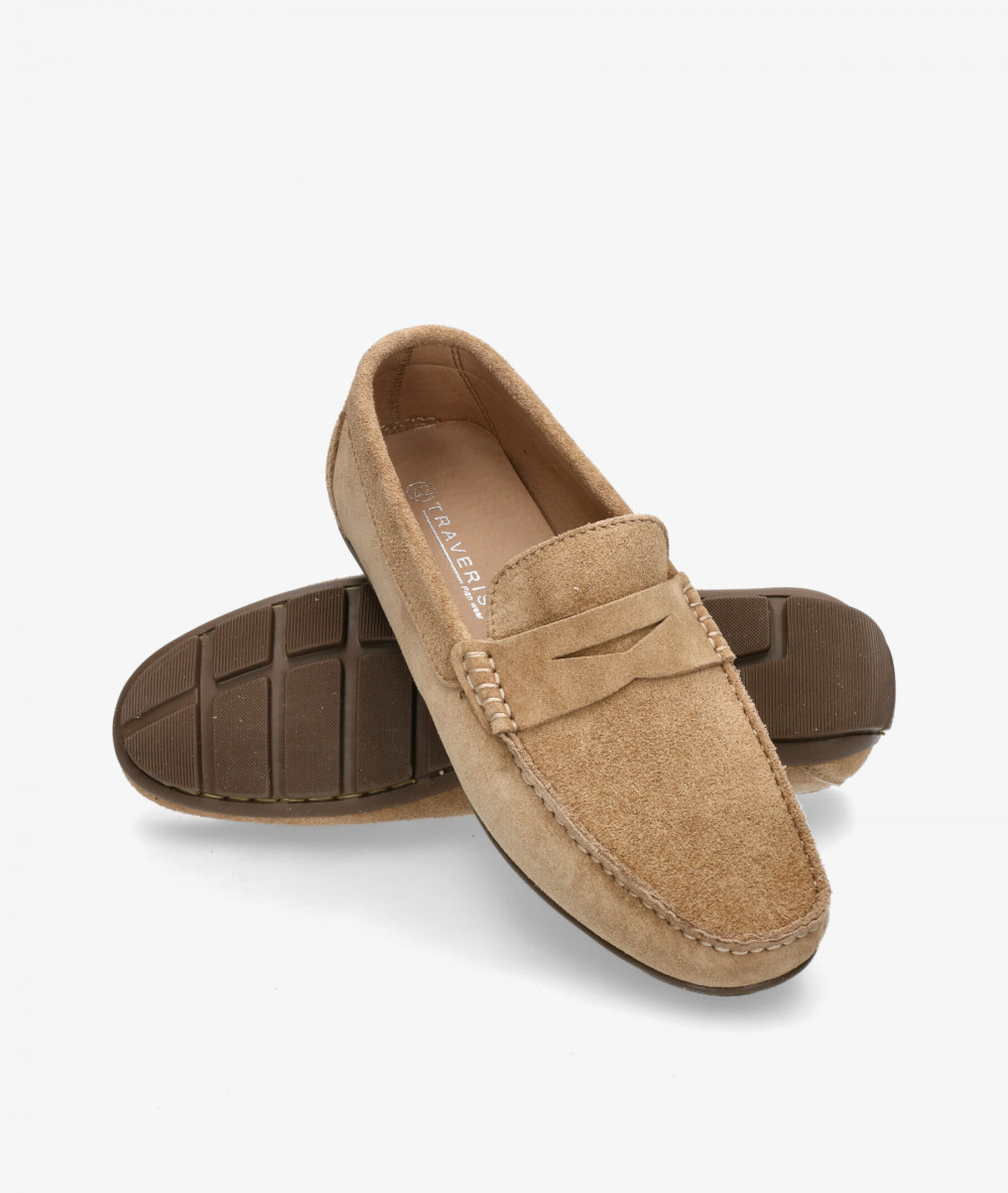 Traveris Loafers 33720 in taupe split suede