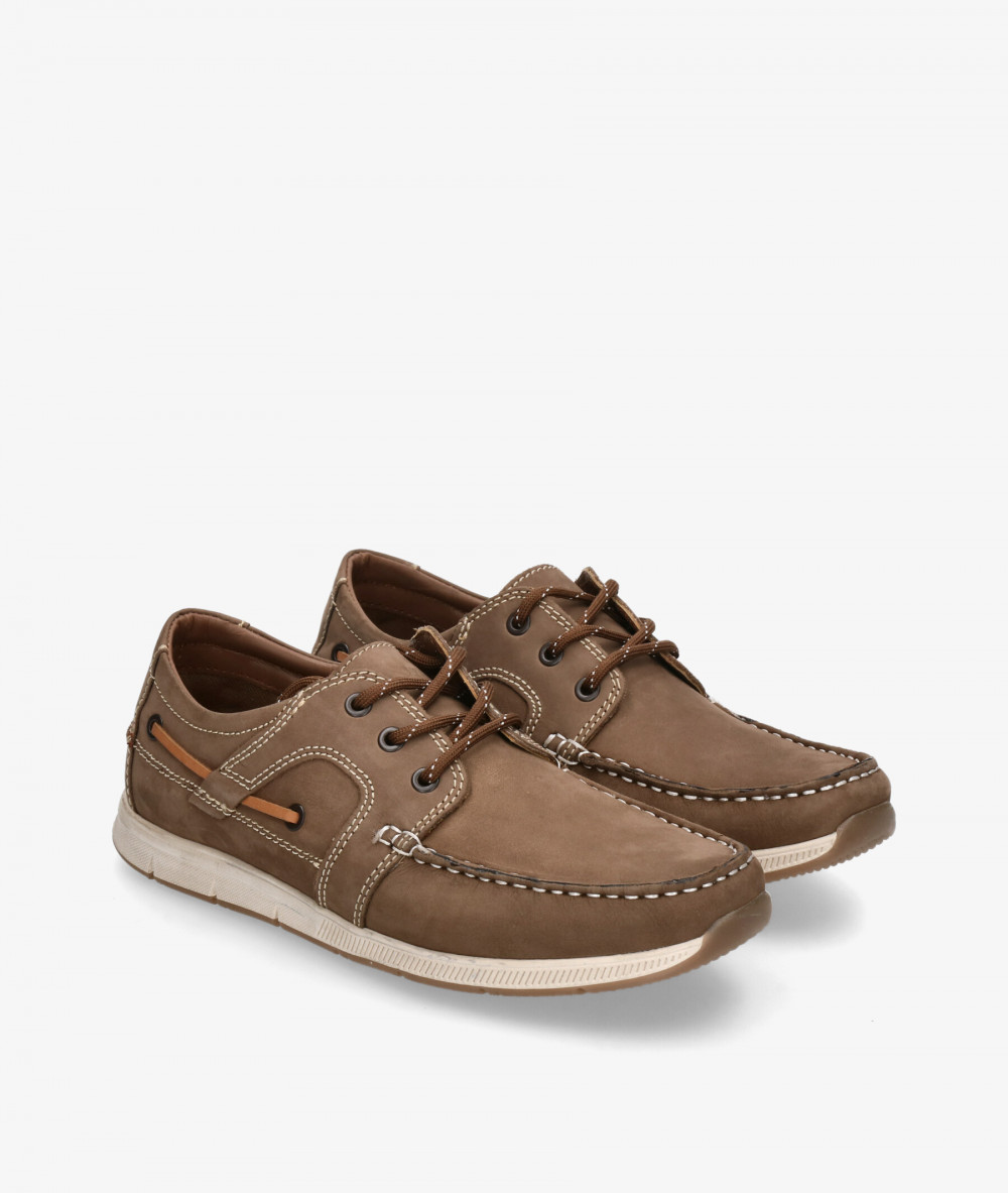 Traveris Nautical shoes 6709 INRI-1 in taupe nubuck