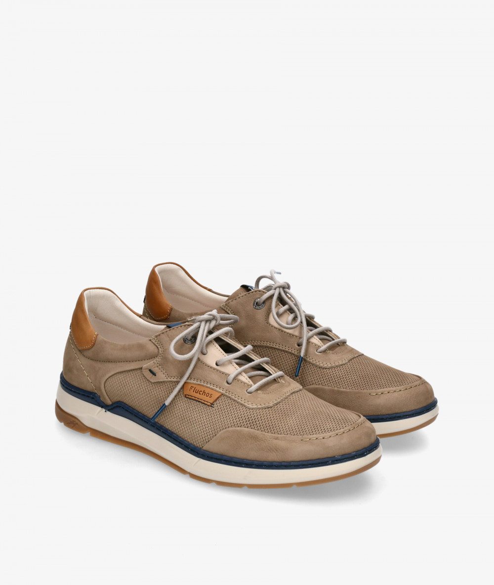 Fluchos Sport rubber sole shoes F2210 in taupe nubuck
