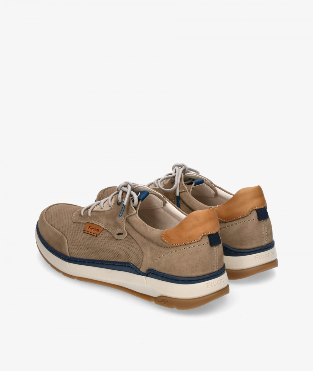 Fluchos Sport rubber sole shoes F2210 in taupe nubuck