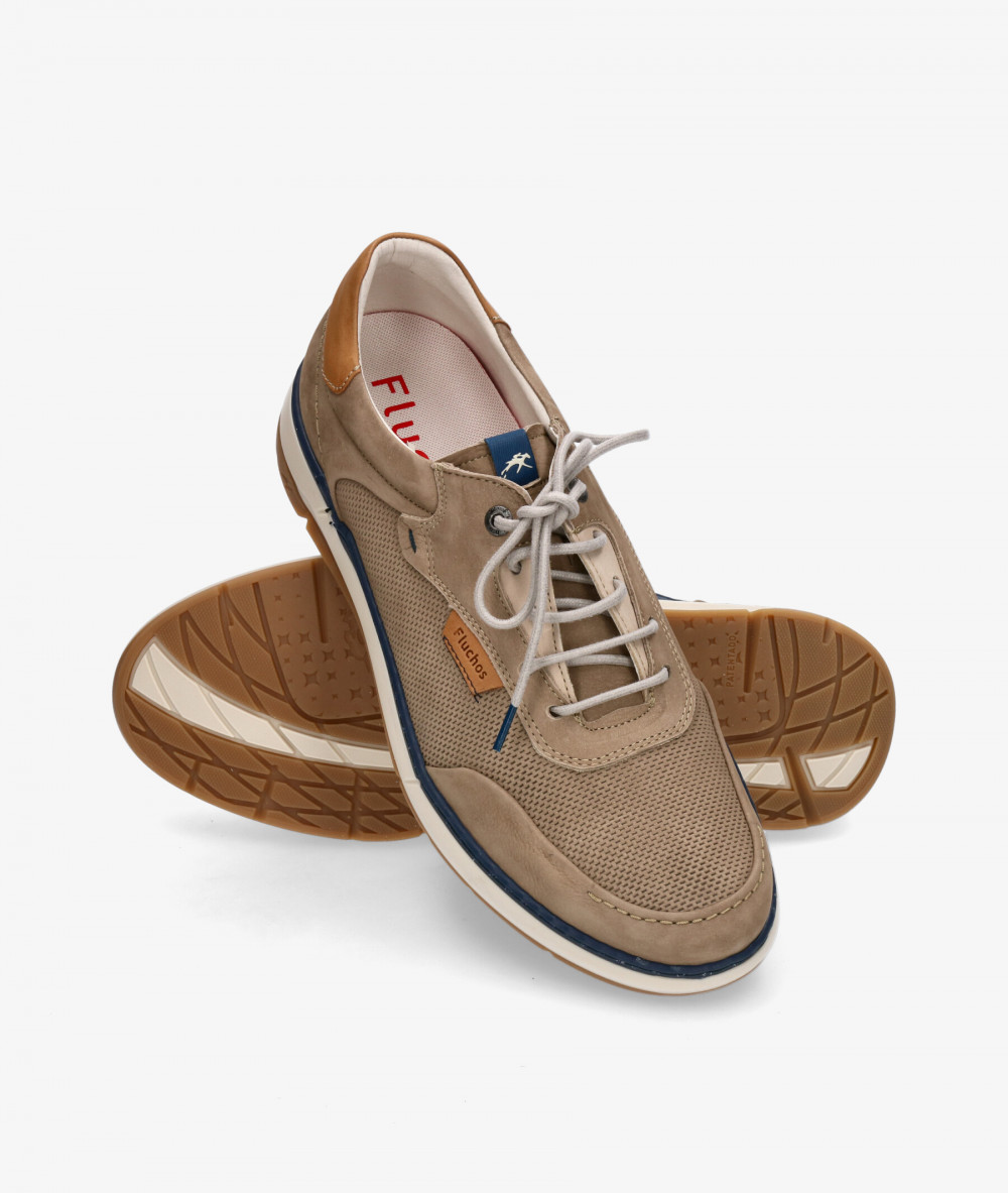 Fluchos Sport rubber sole shoes F2210 in taupe nubuck