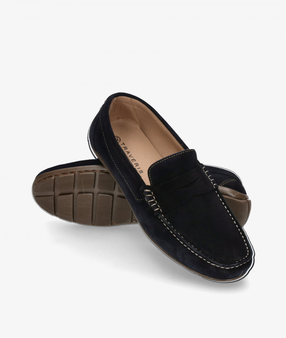 Traveris Loafers 33720 in blue split suede