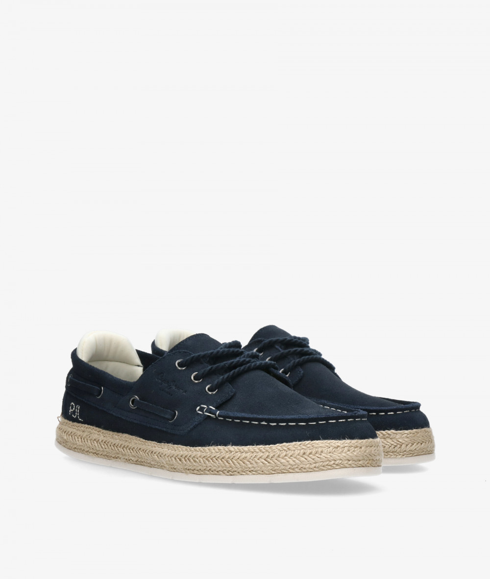 Pepe Jeans Espadrille PORTO DECK M in blue split suede