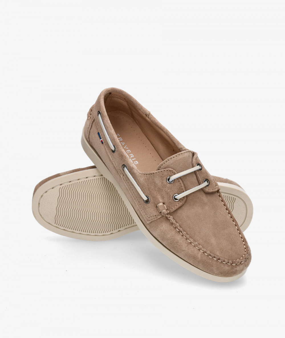Traveris Nautical shoes 87924 in stone split suede