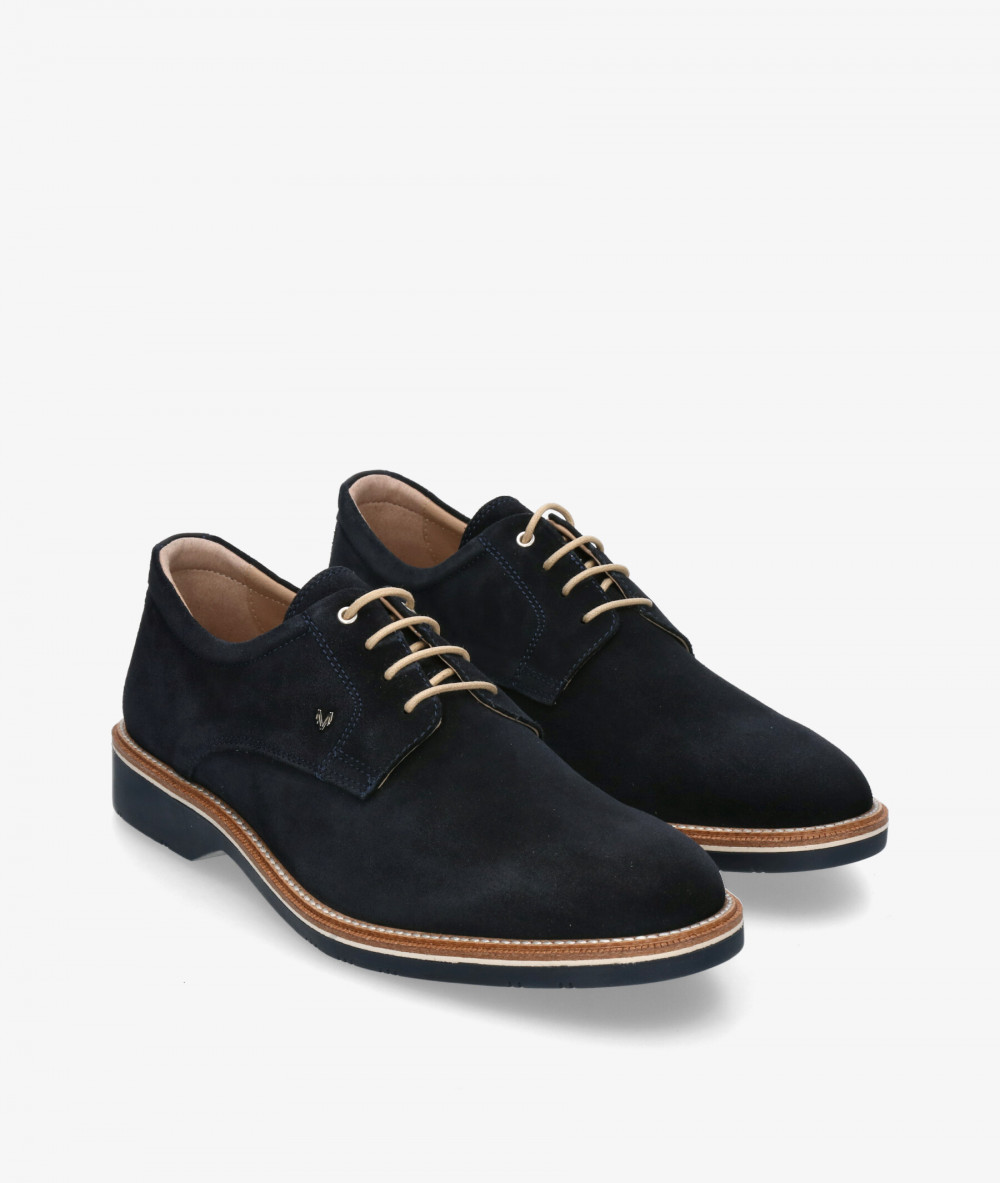 MARTINELLI Dress rubber sole shoes 1689-2889 in blue split suede