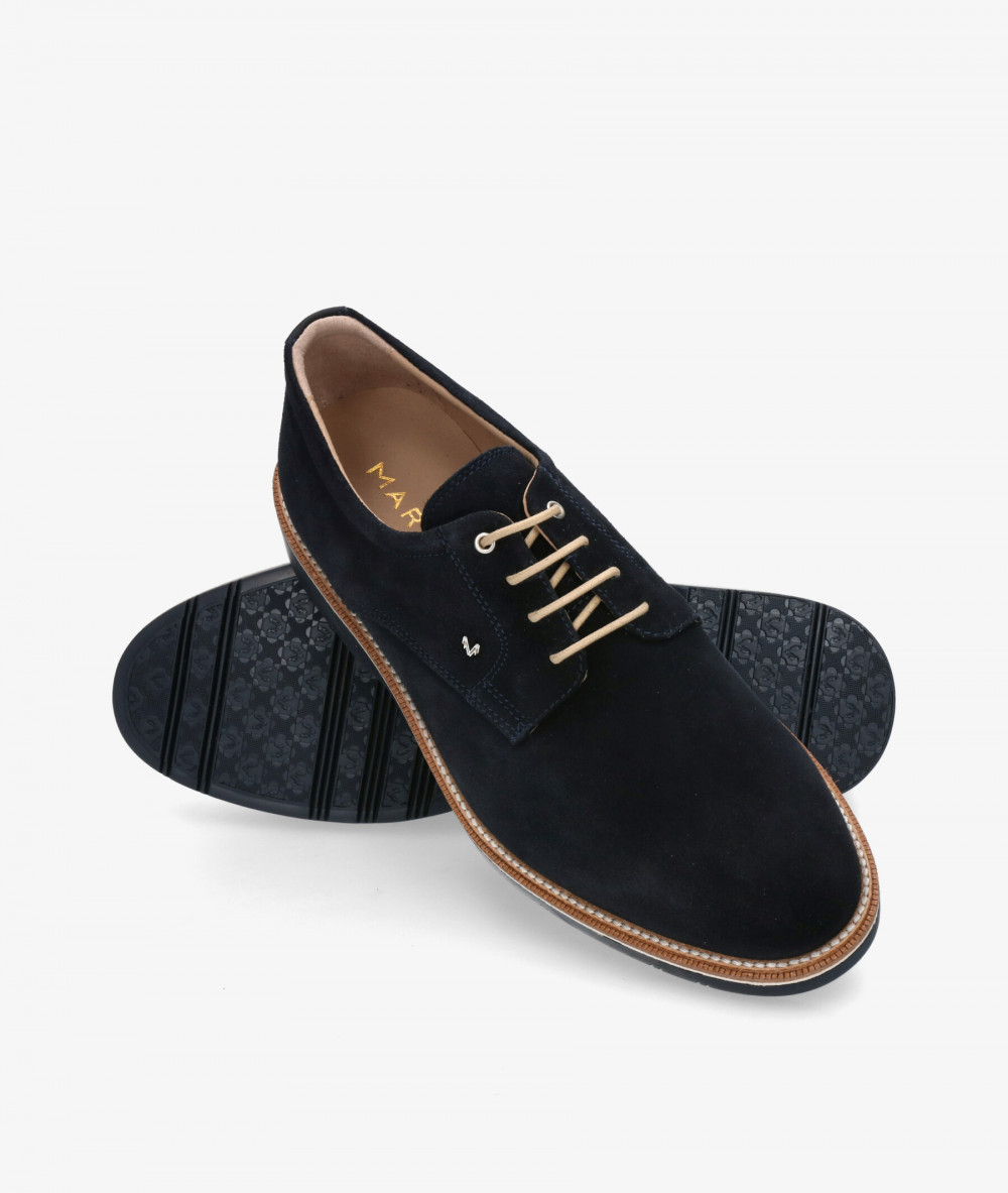 MARTINELLI Dress rubber sole shoes 1689-2889 in blue split suede