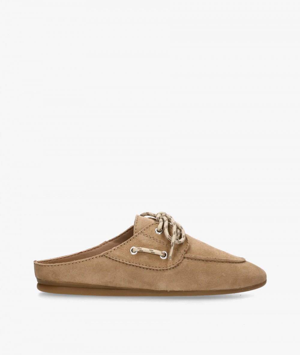 bloom&you Clog shoes MARIELA in taupe split suede