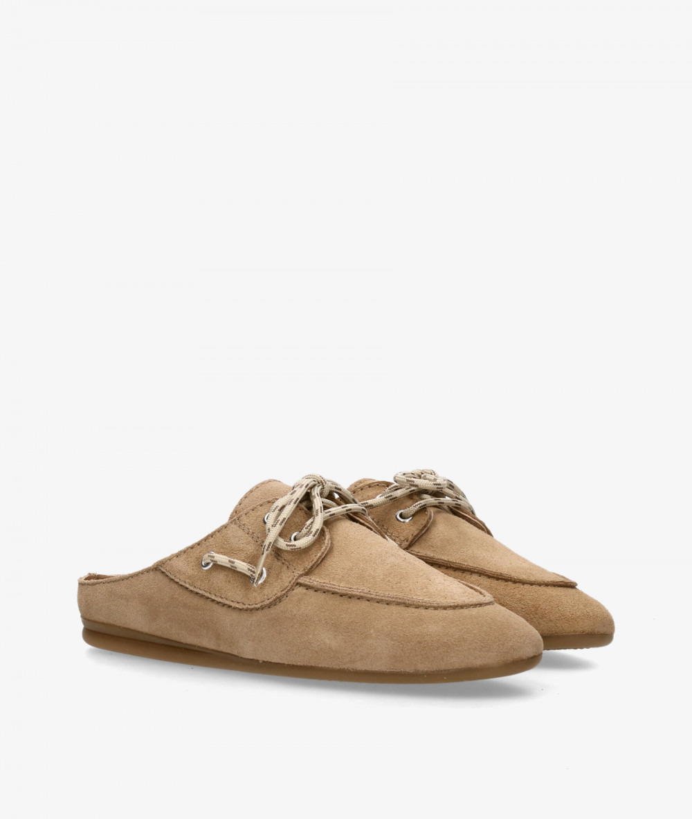 bloom&you Clog shoes MARIELA in taupe split suede