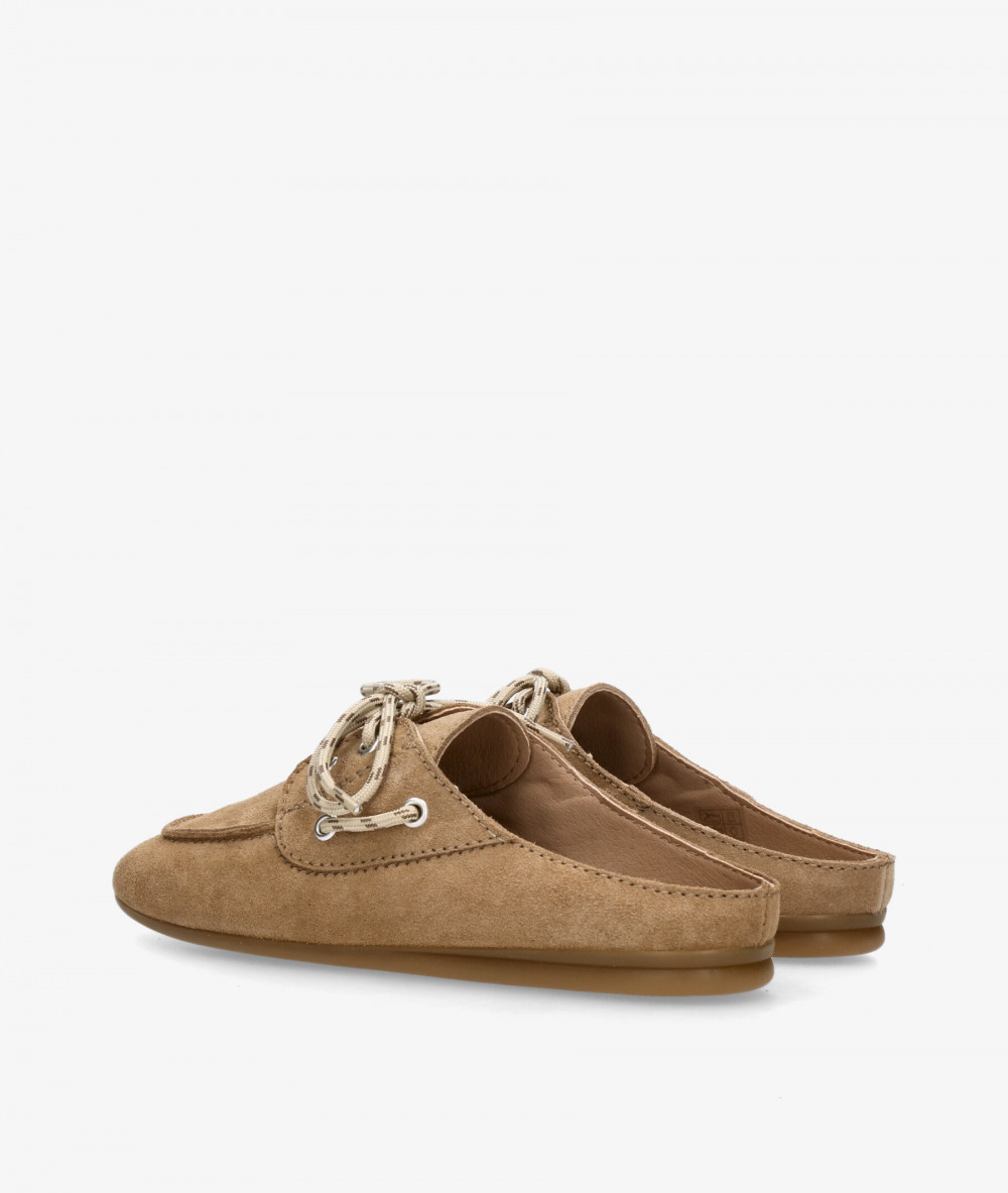 bloom&you Clog shoes MARIELA in taupe split suede
