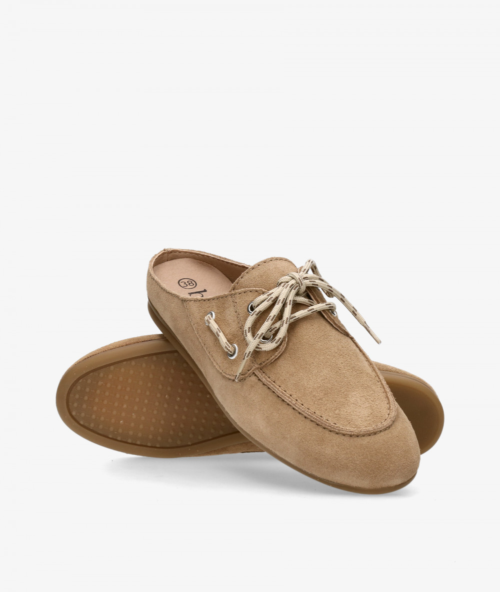 bloom&you Clog shoes MARIELA in taupe split suede
