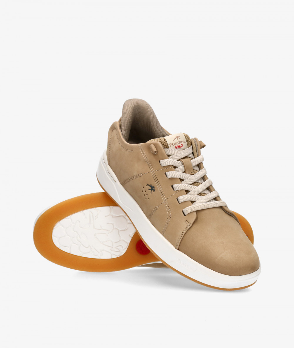Fluchos Sport rubber sole shoes F2378 in camel nubuck