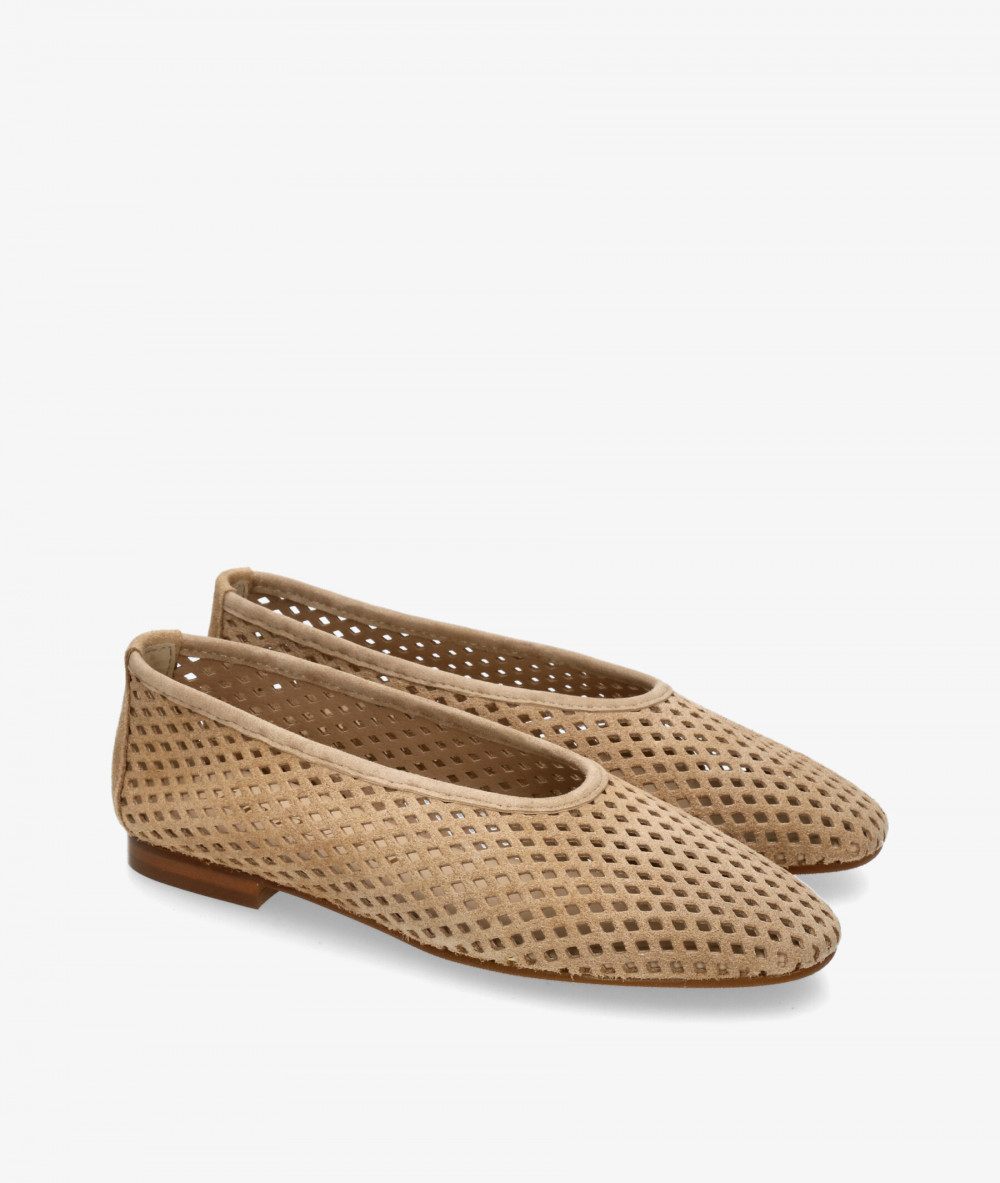 bloom&you Ballerinas FIORA in taupe split suede