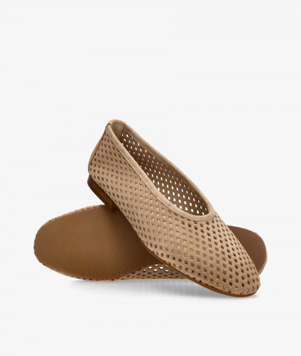 bloom&you Ballerinas FIORA in taupe split suede