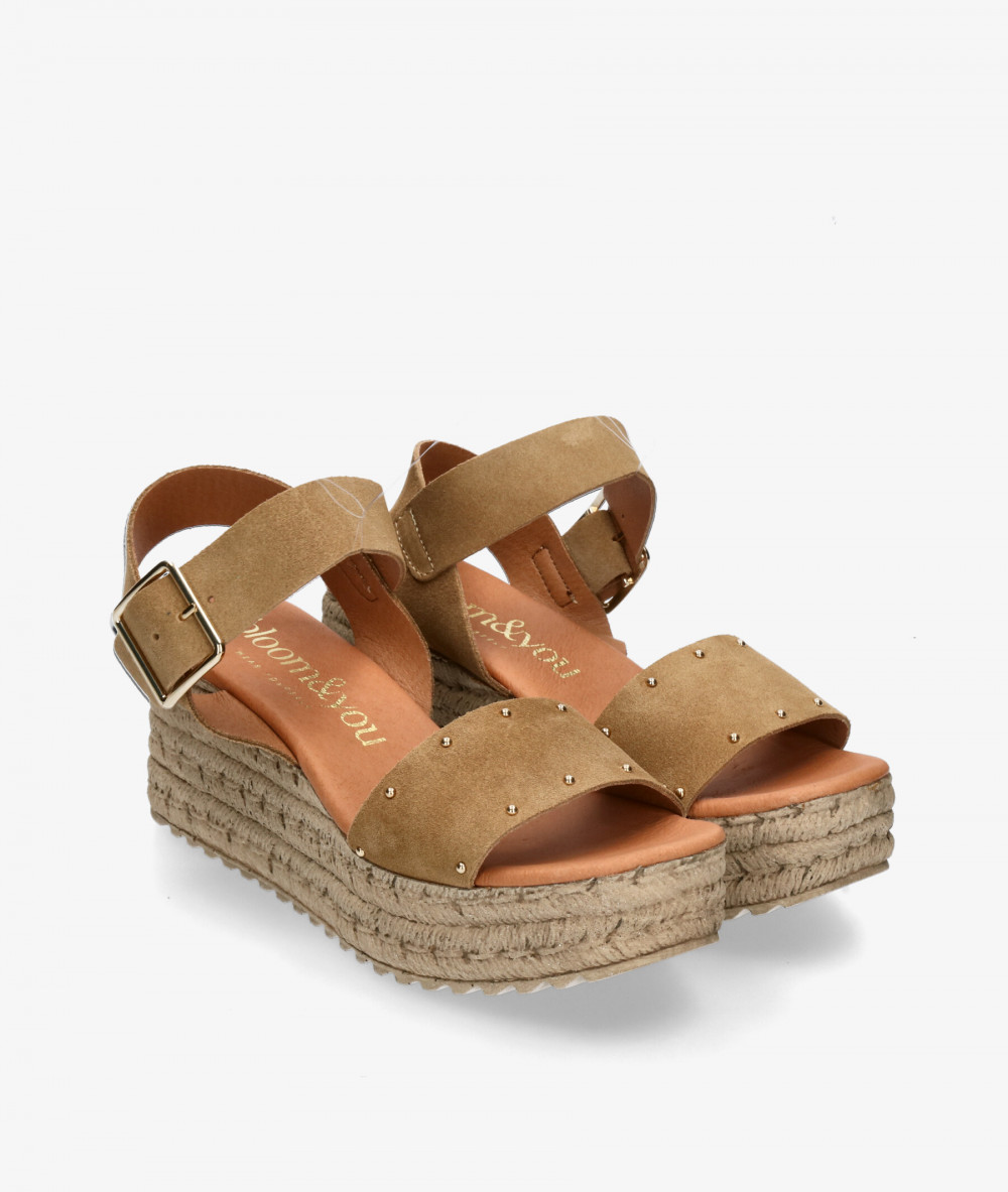 Sandalias bloom&you  AURORA en serraje camel
