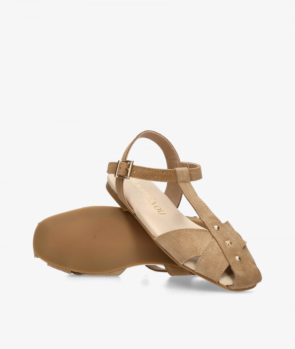 Zapatos planos bloom&you CARMINA en serraje taupe