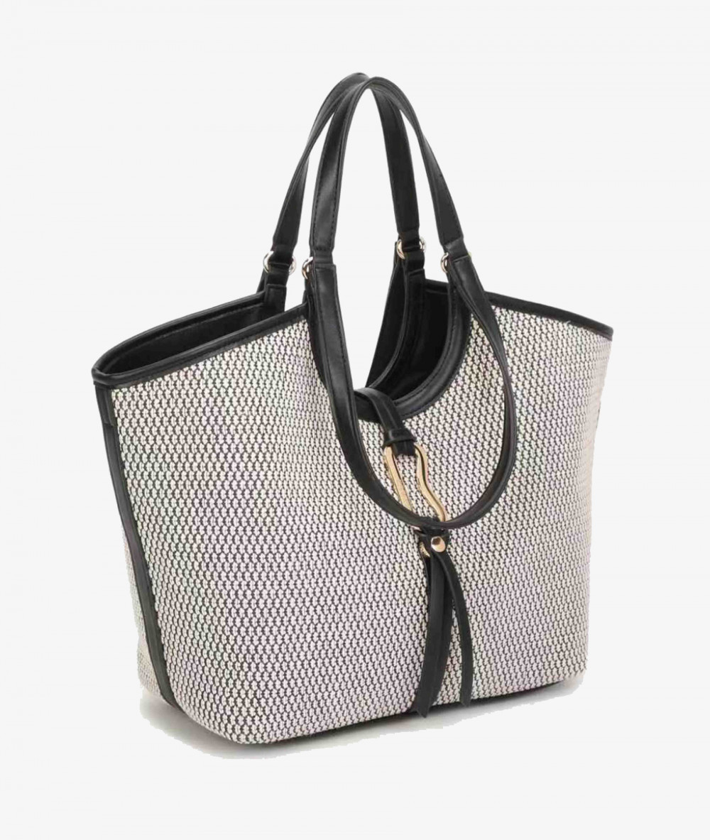 Bolso de rafia pabloochoa.shoes 21023 en negro