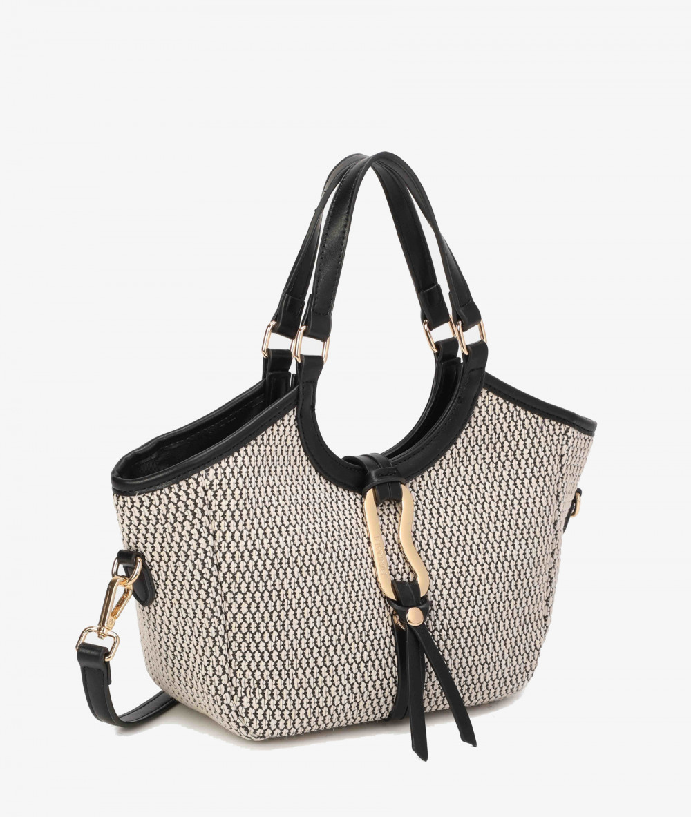 Bolso de rafia pabloochoa.shoes 21022 en negro