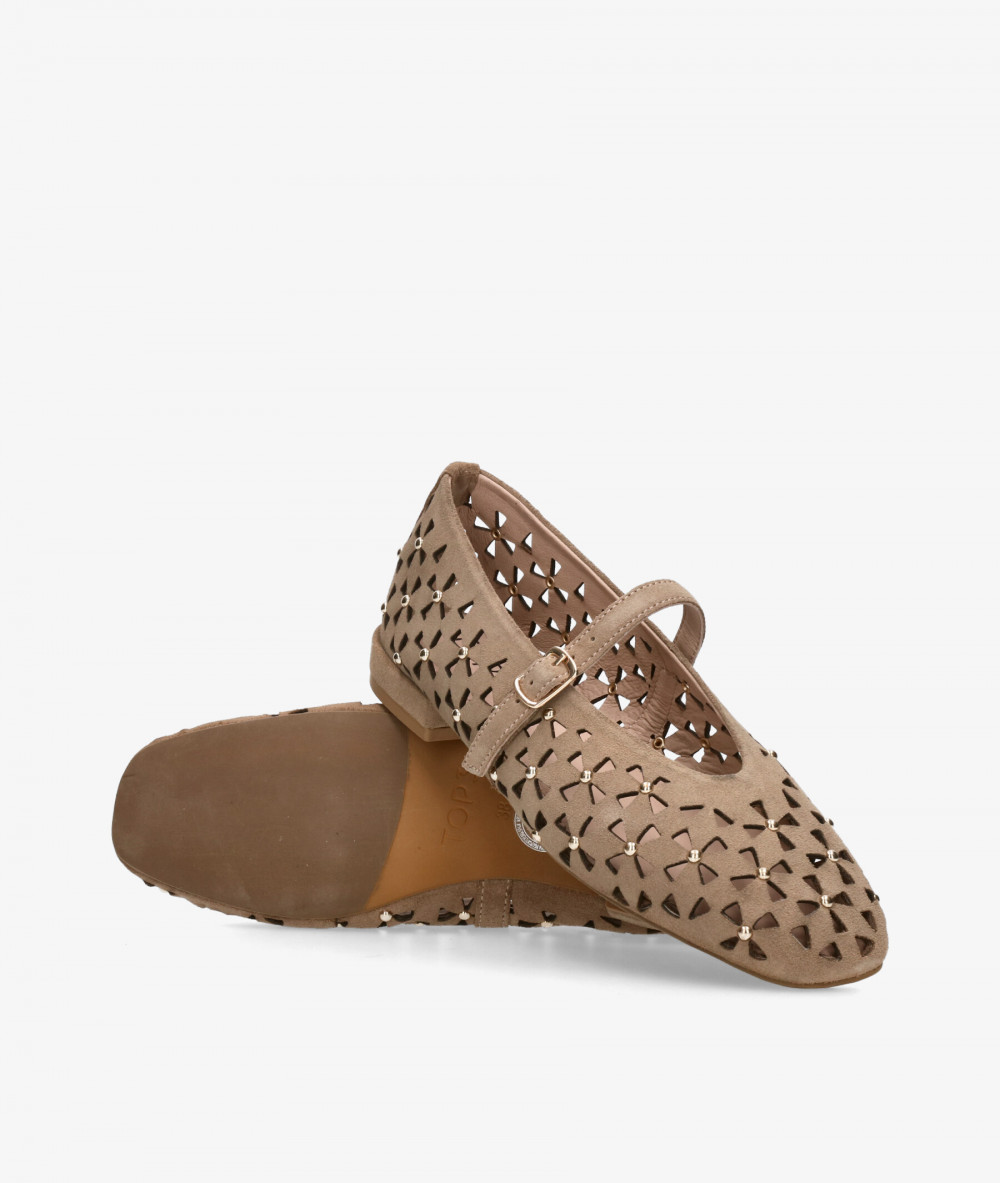 Merceditas pabloochoa.shoes SR1582 en serraje taupe