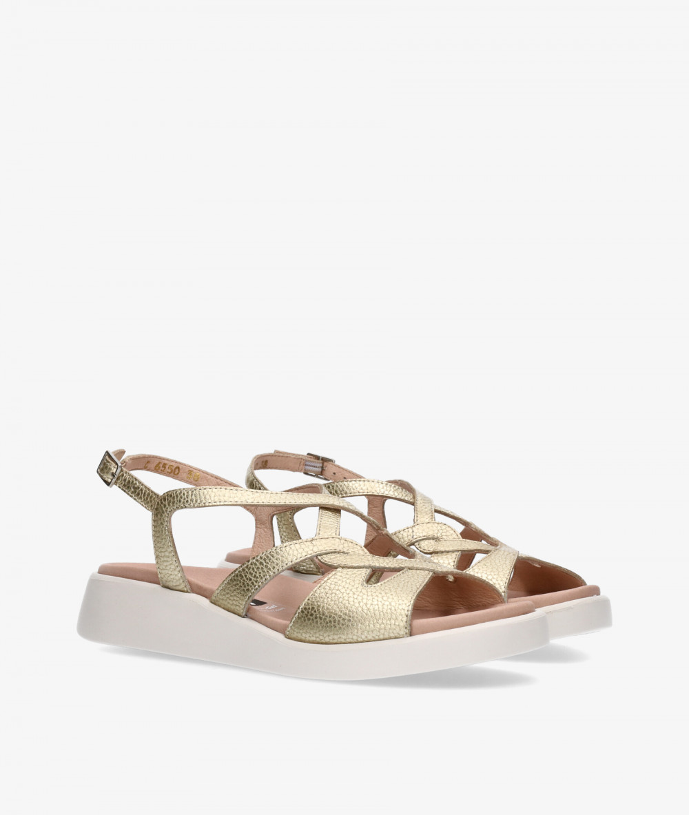 Sandalias Wonders  C-6550 en platino