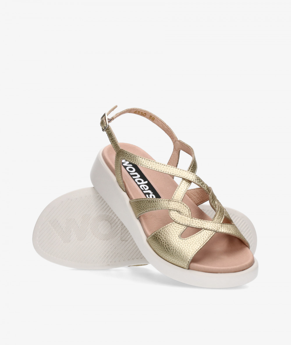 Sandalias Wonders  C-6550 en platino