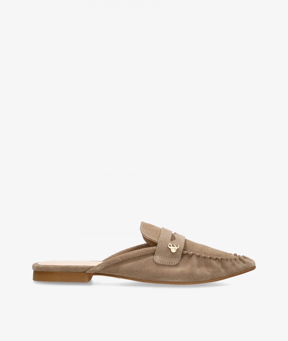 bloom&you Clog shoes BETH in taupe split suede