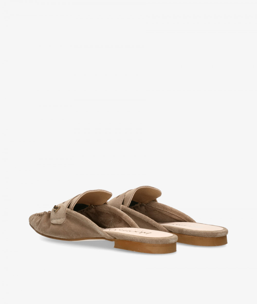 bloom&you Clog shoes BETH in taupe split suede