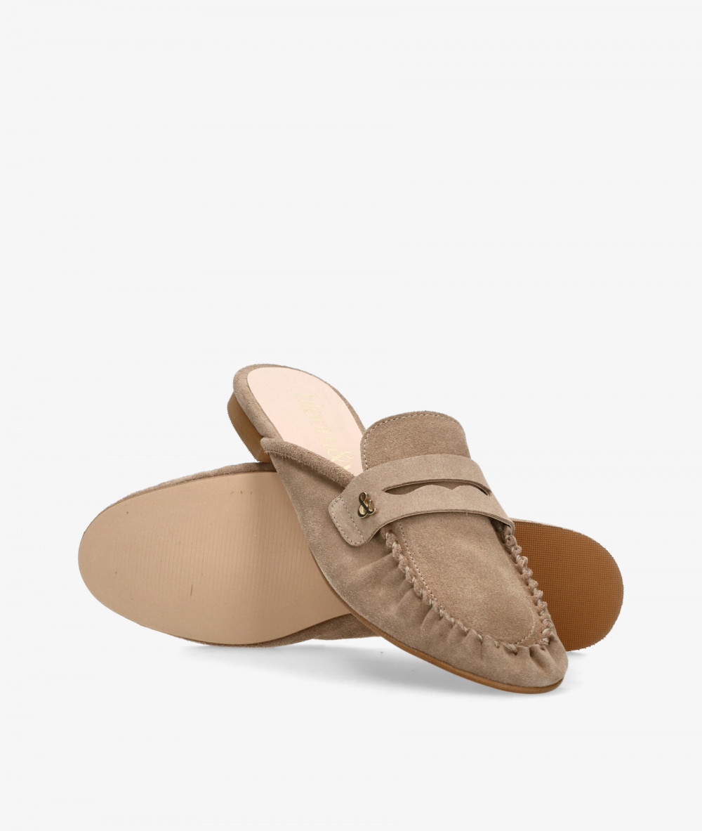 bloom&you Clog shoes BETH in taupe split suede