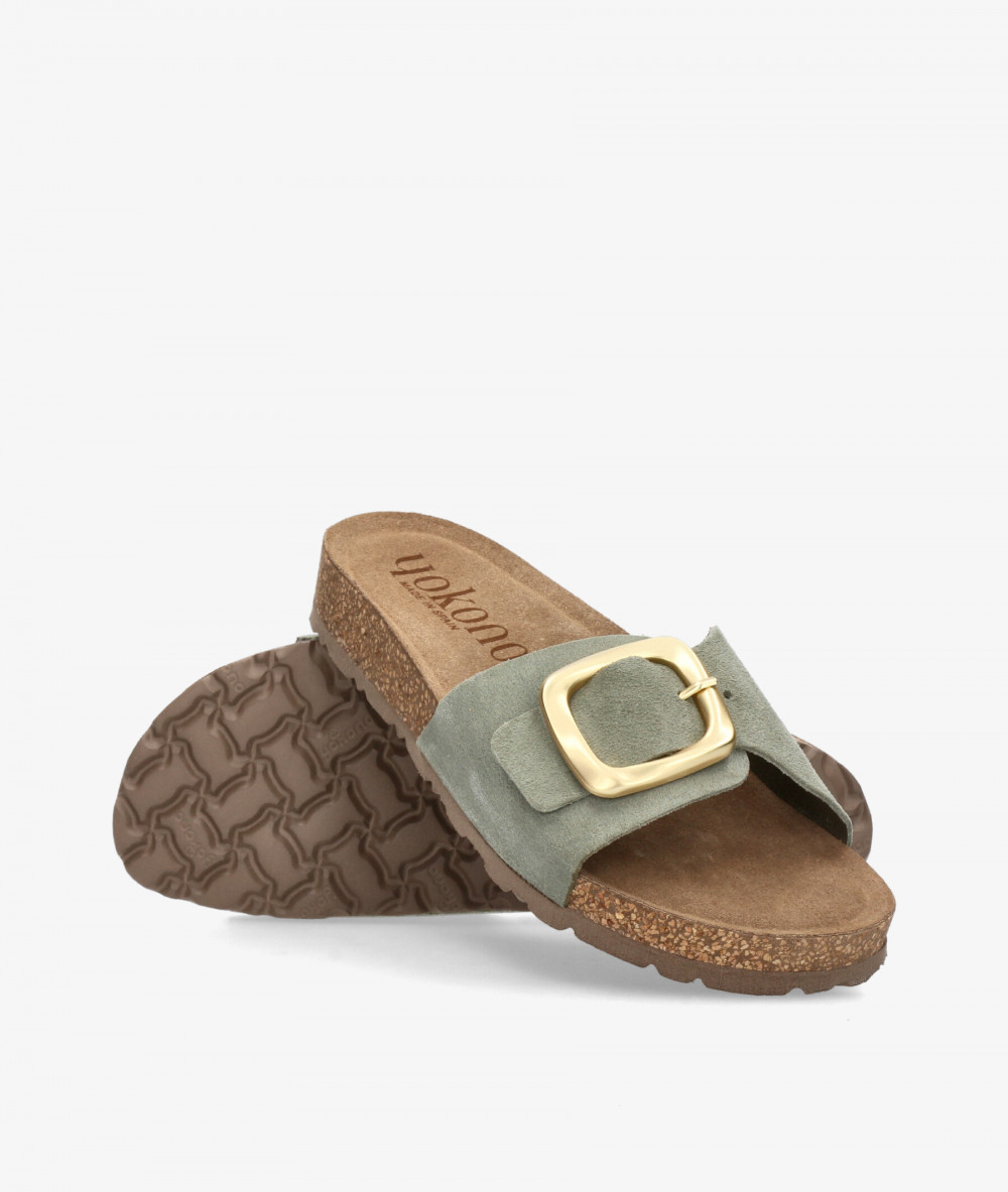 Sandalias Yokono  JERBA 114 en serraje kaki