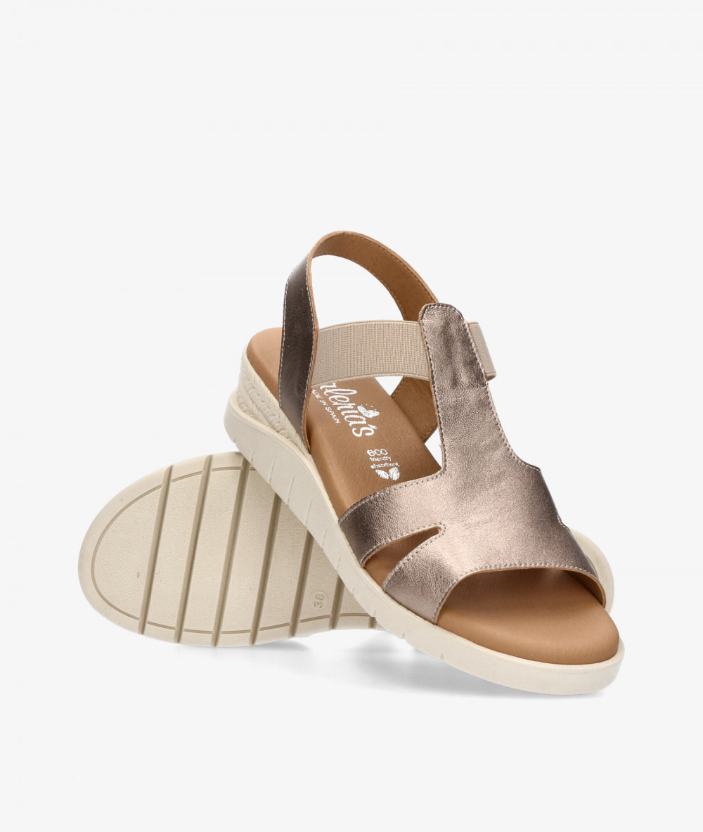 Sandalias Valeria´s  1025 en taupe metalizado