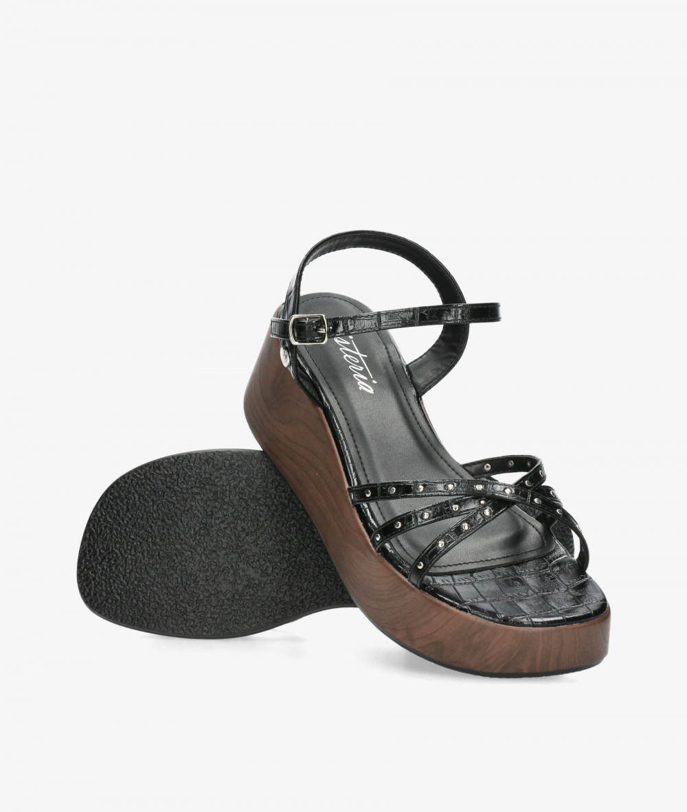 Sandalias ISTERIA  1111 en coco negro