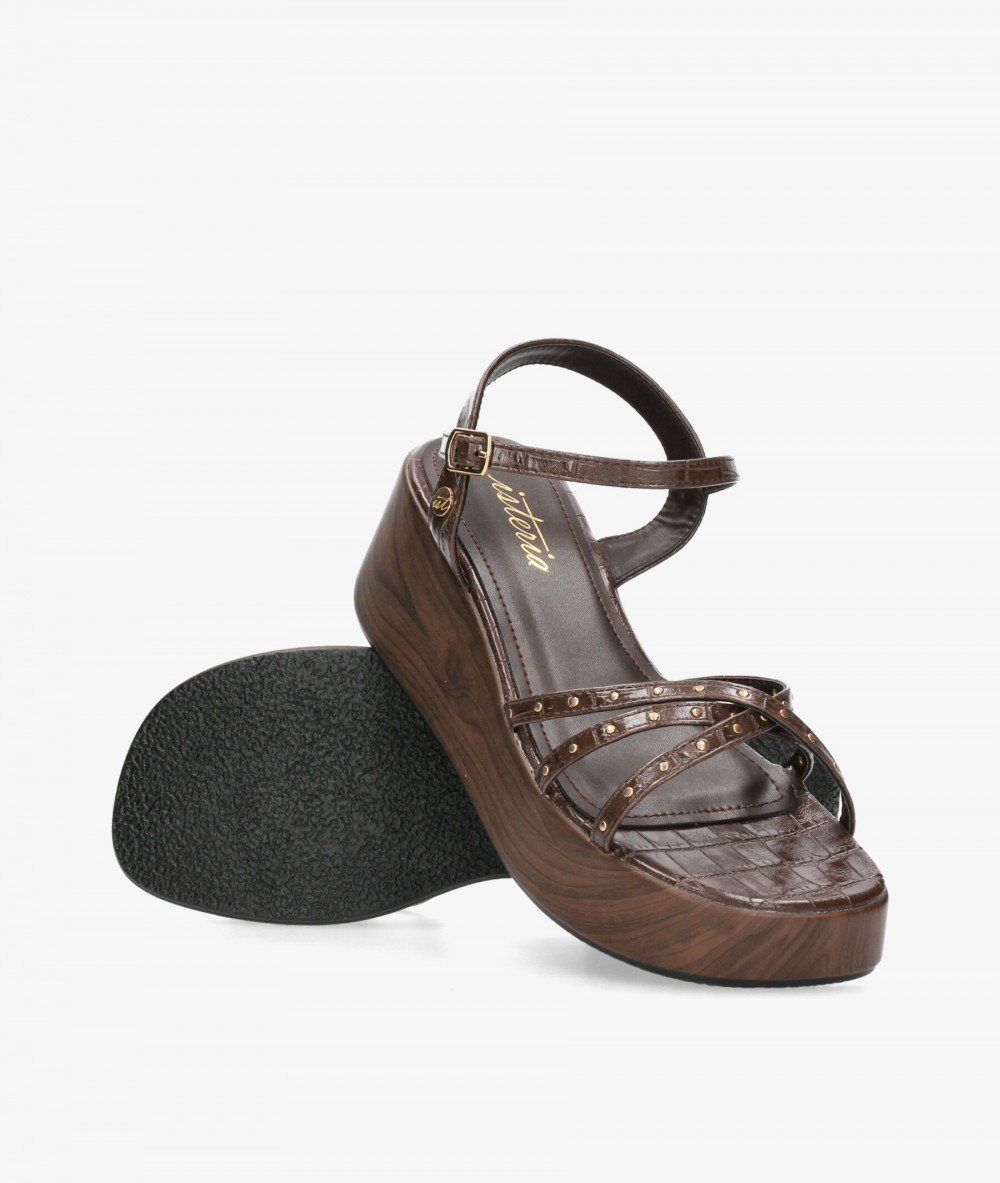 Sandalias ISTERIA  1111 en coco marrón