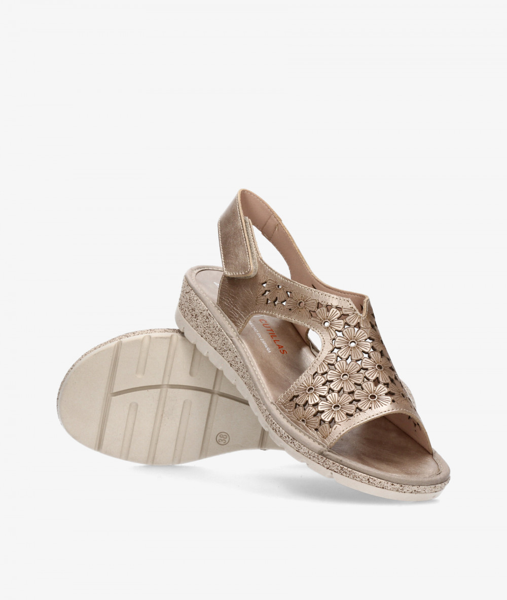 Sandalias DOCTOR CUTILLAS  35334 en taupe metalizado