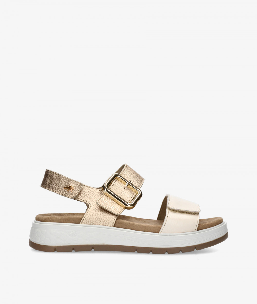 Sandalias Fluchos  F2166 en taupe metalizado