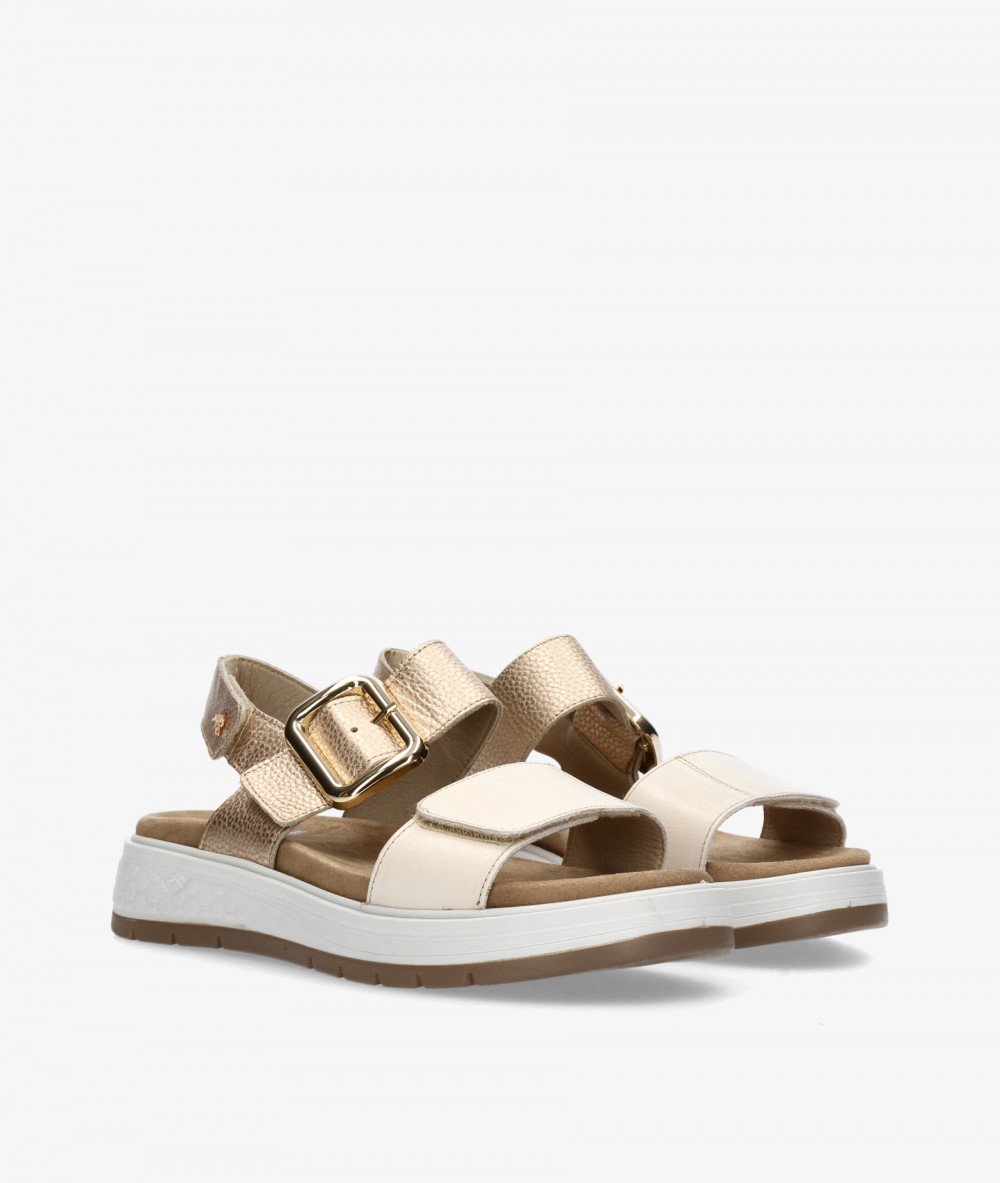Sandalias Fluchos  F2166 en taupe metalizado